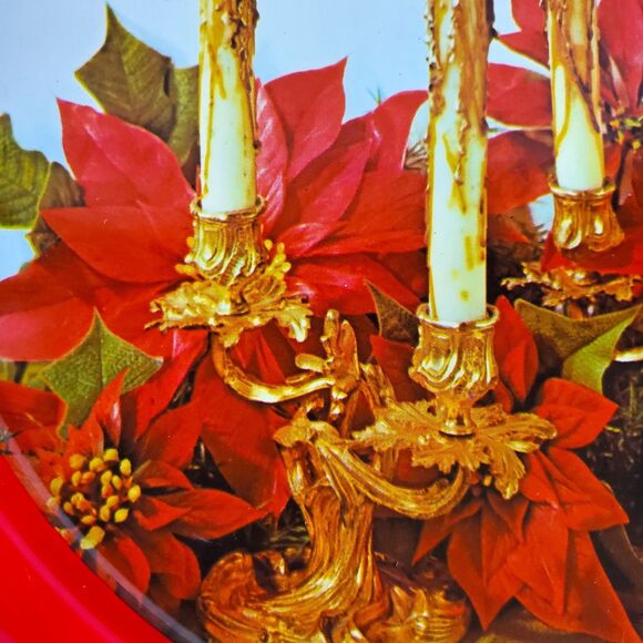 Vintage Set of 3 Christmas Tin Trays Atlantic Can Co Style Round Serving MCM - Picture 14 of 16